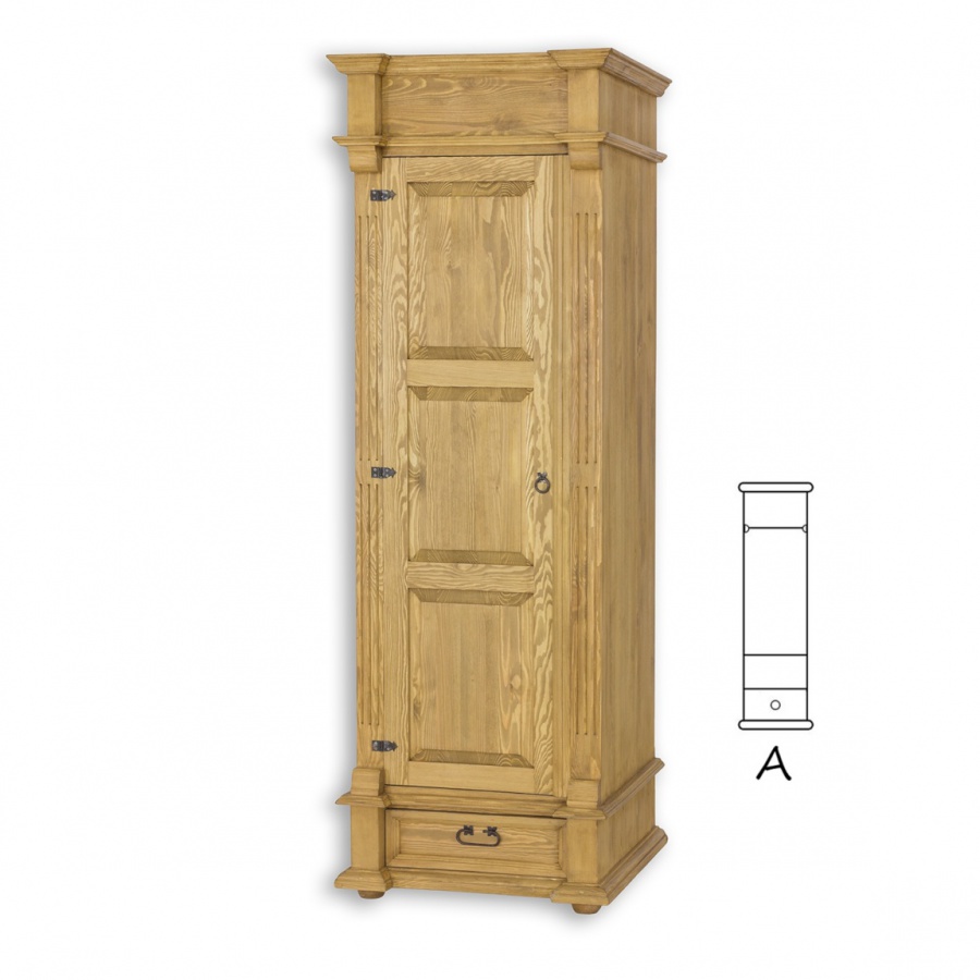 Úzká skriňa so šatníkovou tyčou szy05a - k17 biely vosk.