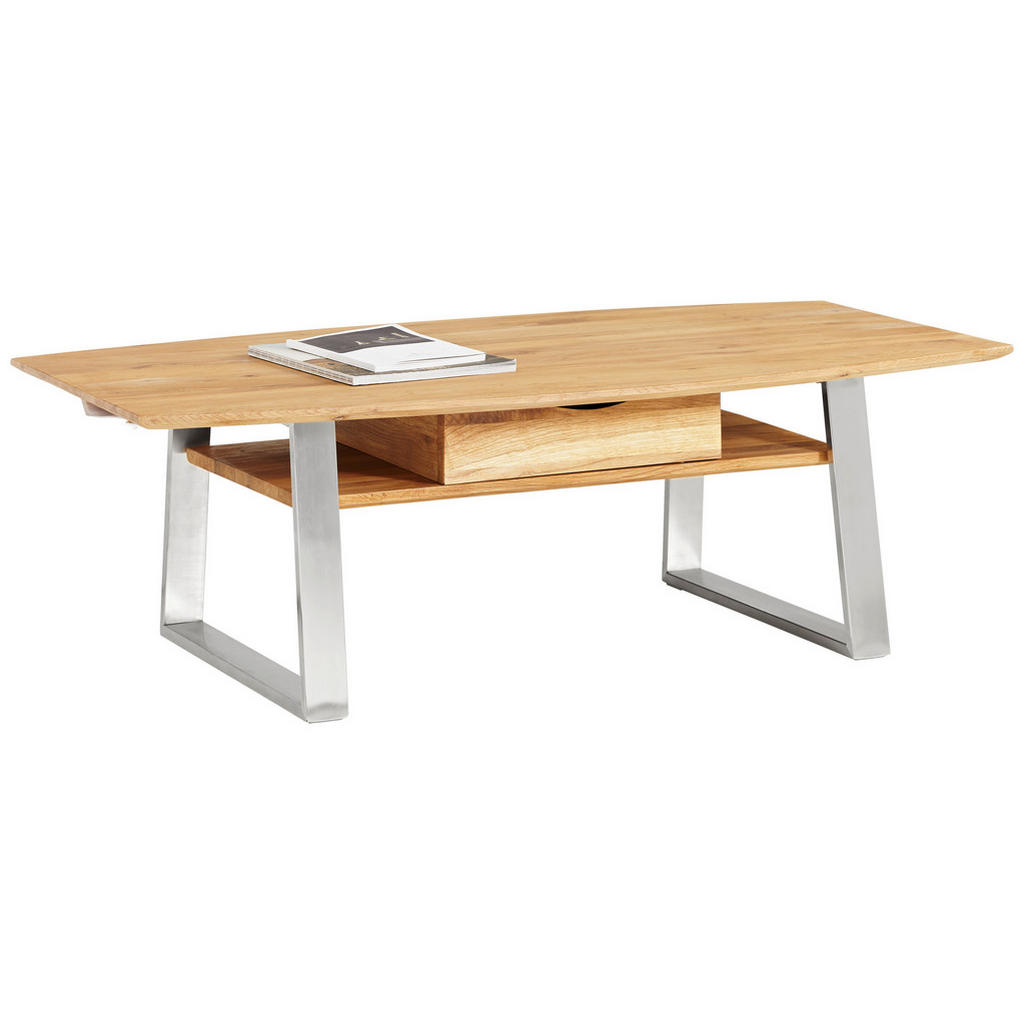 Novel KONFERENČNÝ STOLÍK, farba duba, farba ušľachtilej ocele, drevo, kov, 100/60/35 cm.