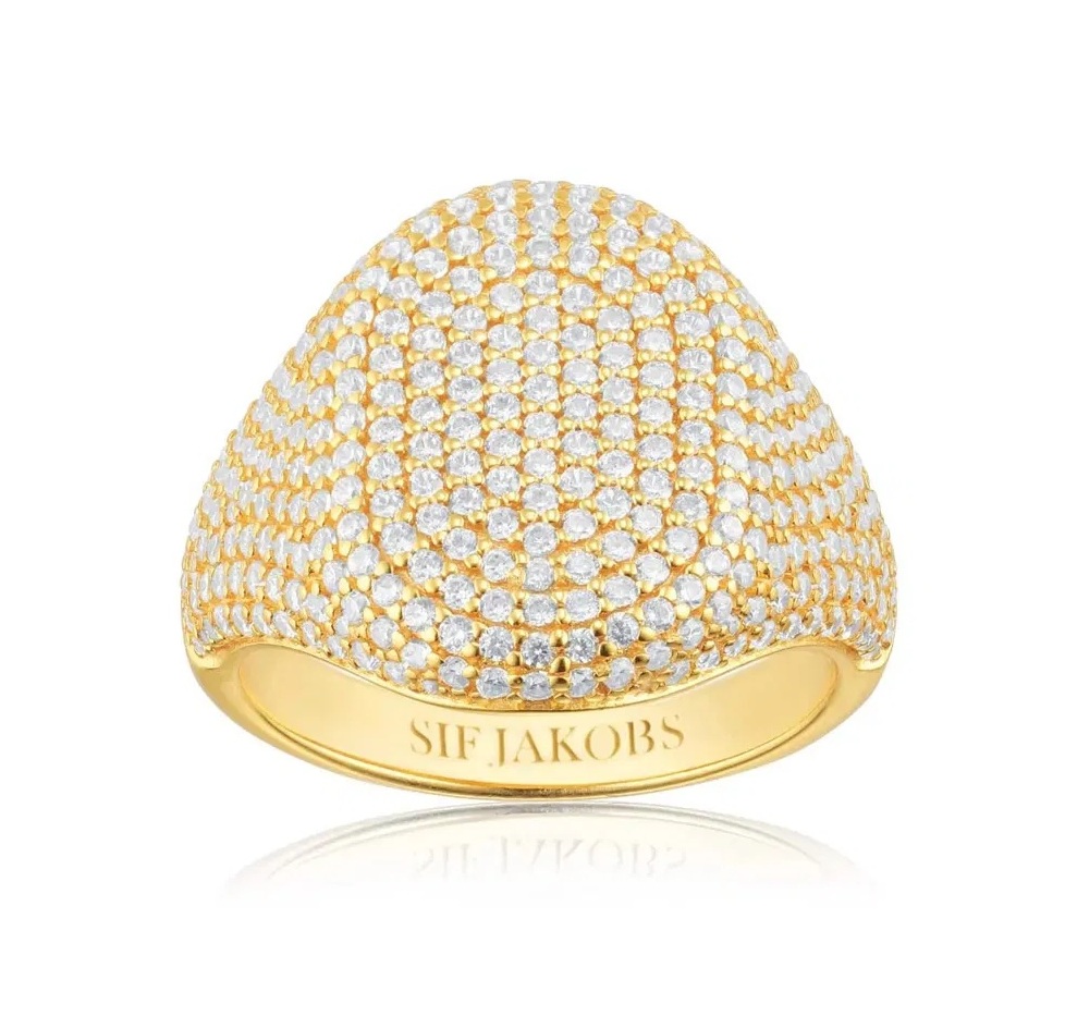 Sif Jakobs Výrazný pozlátený prsteň s kubickými zirkónmi Capizzi SJ-R42240-SK-YG 58 mm.