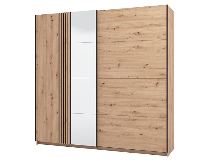 Šatníková skriňa plume-dub/čierna - s rámom.

 

 

Rozmery šatníkovej skrine Plume sú 217,5x220x61cm (š, v, h).

 

 

Všetok nábytok patriaci do kolekcie Plume, police a zásuvky nájdete nižšie v súvisiacich produktoch.