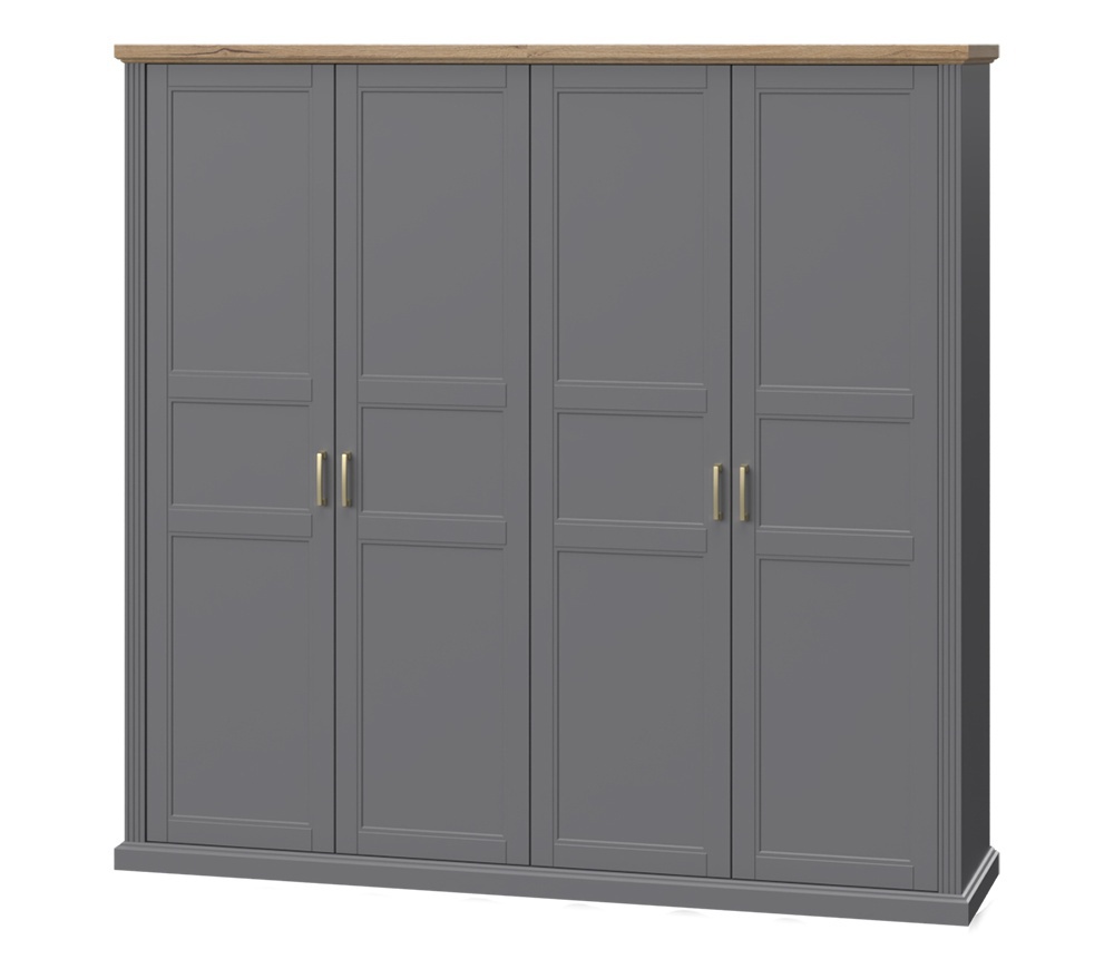 Štvordverová šatníková skriňa artis - šedá/orech pacific.

 

Dizajn skrine sa nesie v duchu vidieckeho prírodného štýlu Provence, ktorý zdobia vyrezávané čelá a profilované dekoratívne lišty.

 

Silná MDF doska s hrúbkou 25mm spolu s laminom tvorí dohromady kvalitný kompaktný celok.

 

Rozmery štvordverovej šatníkovej skrine Artis sú 236x227x59cm (š, v, h).

 

Všetok nábytok patriaci do kolekcie Artis nájdete nižšie v súvisiacich produktoch.