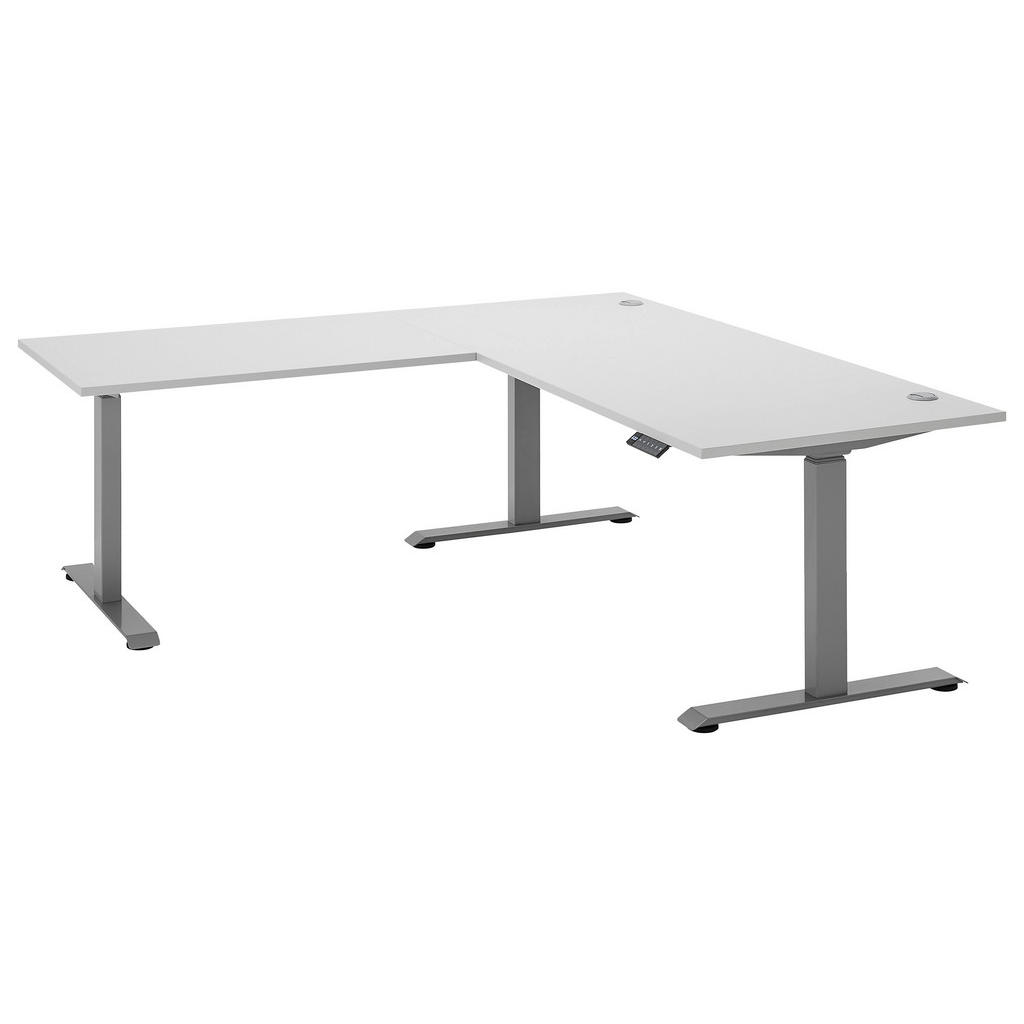 Carryhome ROHOVÝ PÍSACÍ STÔL, biela, hliníková, 100/180/74-127 cm.