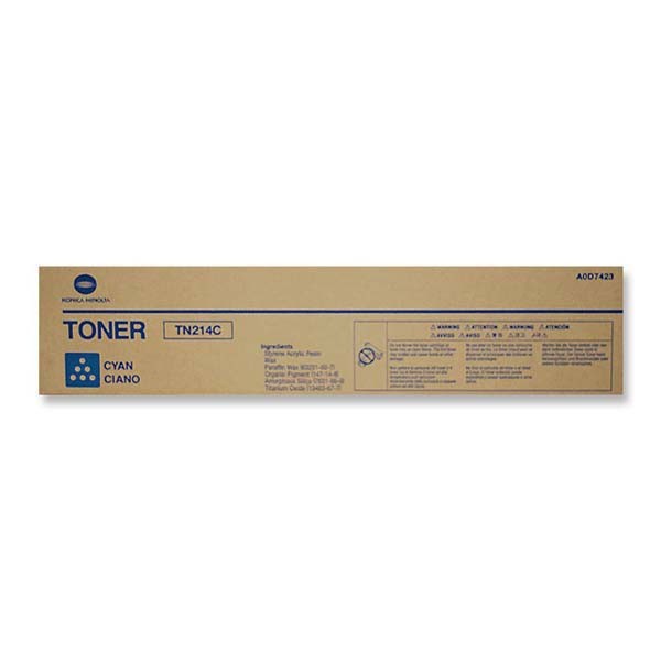 Konica Minolta TN-214C azúrový (cyan) originálny toner.
Originálny toner = záruka priamo od výrobcu tlačiarne
100 % použitie v tlačiarni - bezproblémové fungovanie s vašou tlačiarňou
Použitím originálnej náplne predlžujete životnosť tlačiarne
Osvedčená špičková kvalita - vysoko kvalitná a spoľahlivá tlač originálnou tlačovou kazetou od prvej do poslednej stránky
Trvalé a profesionálne výsledky tlače - dlhodobá udržateľnosť tlače
Kratšia prodleva pri tlači stránok
Garancia Vašej spokojnosti s použitím našej originálnej náplne
Zabezpečujeme bezplatnú recykláciu originálnych náplní
Zlyhanie náplne v menej ako 1% prípadov
Jednoduchá a rýchla výmena náplne

Kód výrobcu: A0D7454