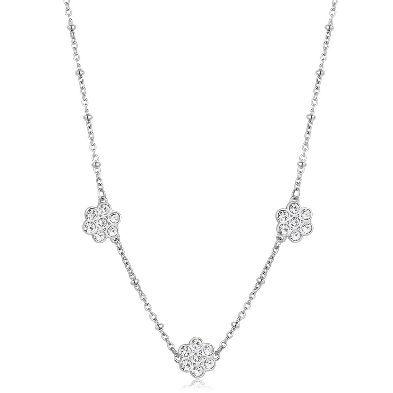 S'Agapõ Slušivý oceľový náhrdelník s kvetmi Aurora SAR42.