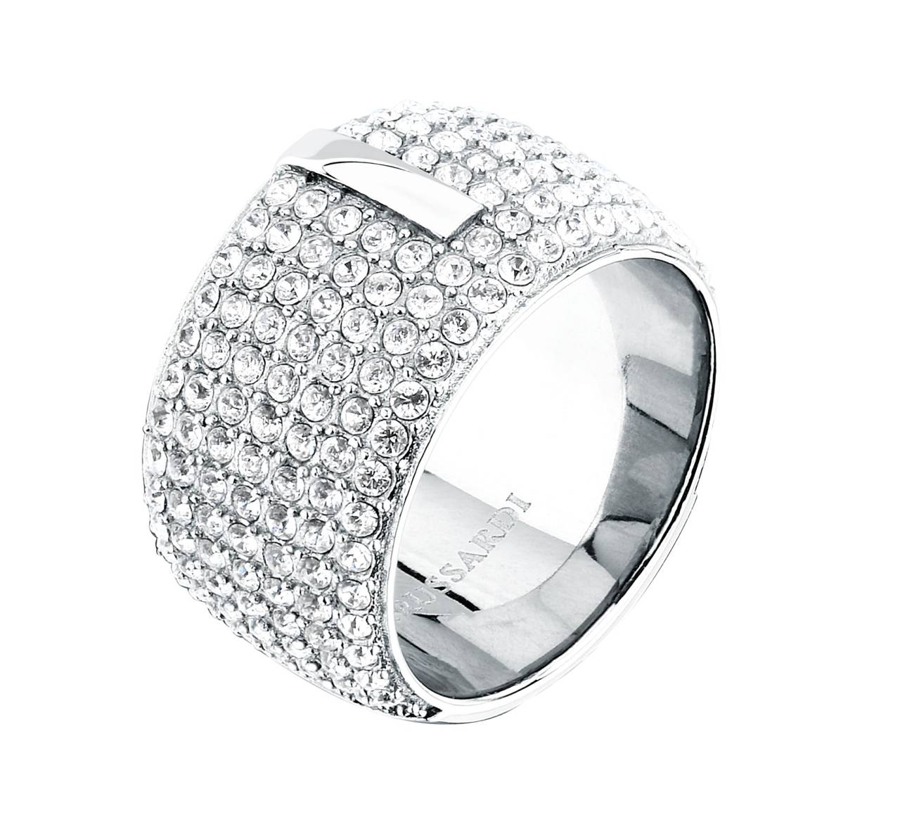 Trussardi Neprehliadnuteľný dámsky prsteň s kryštálmi T-Round TJAYF1801 52 mm.