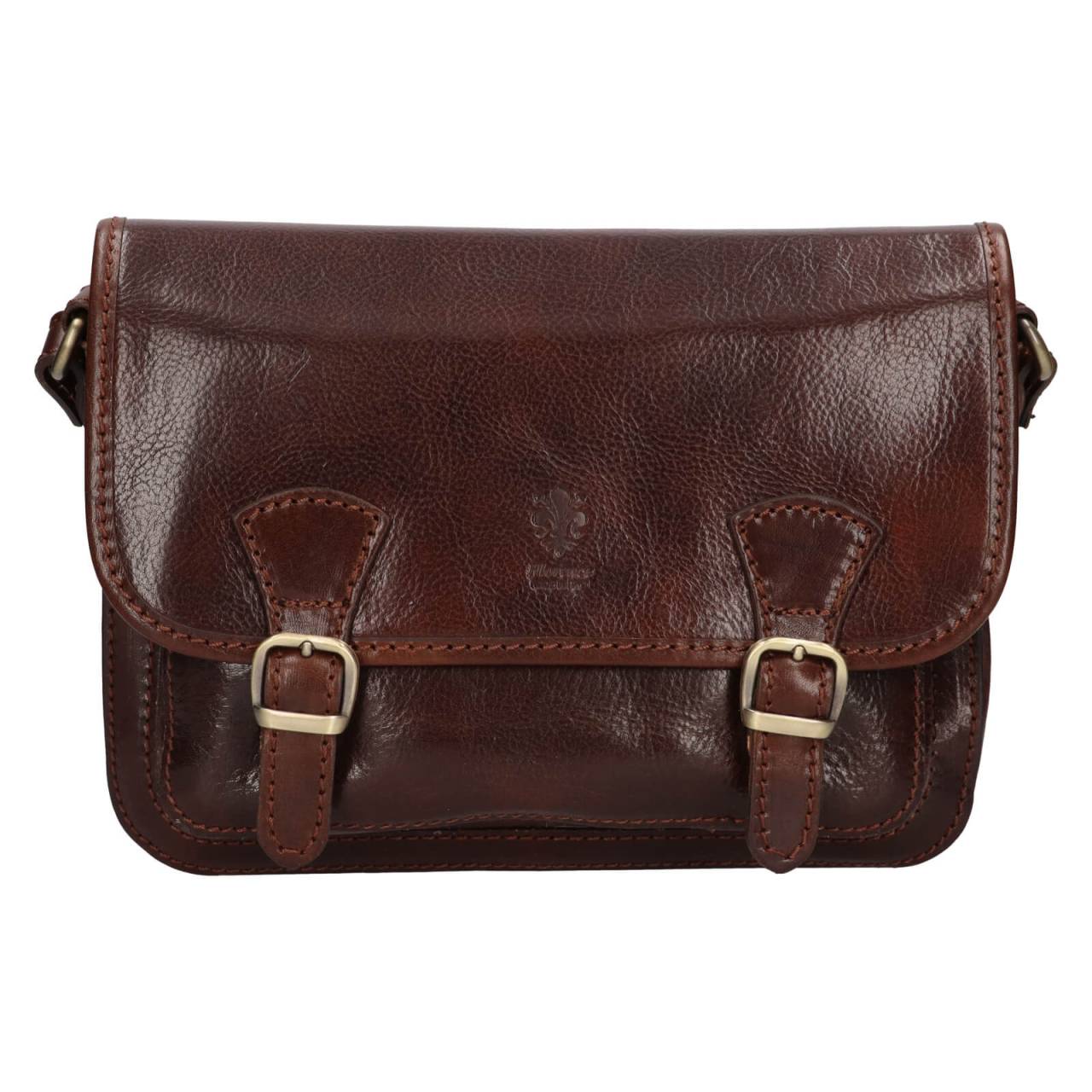 Dámska crossbody kožená kabelka Italia Anne - hnedá.