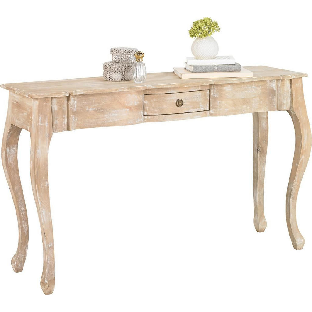 Ambia Home KONZOLA, mangové drevo, biela, 130/40/80 cm.