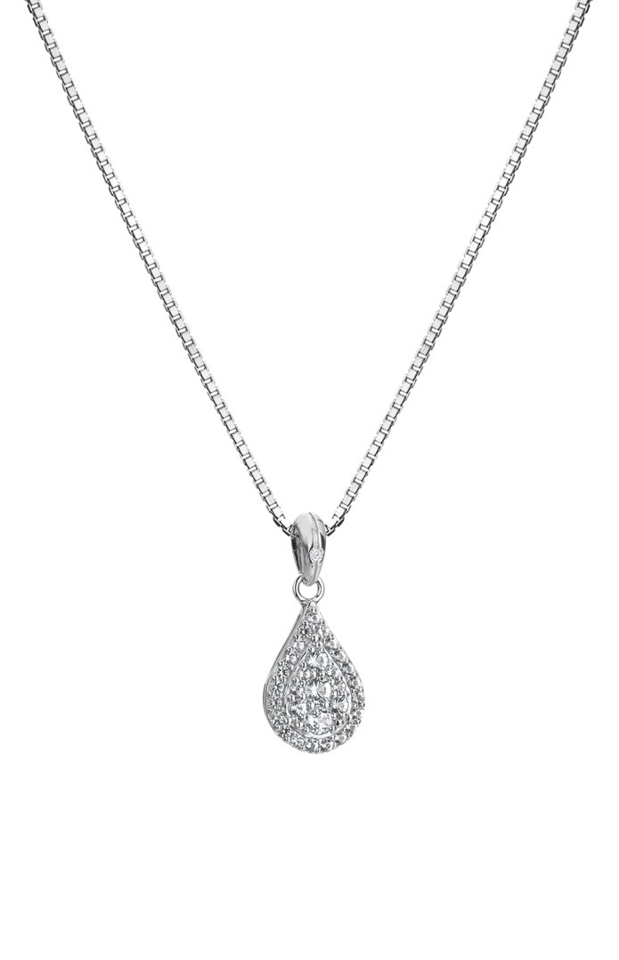 Hot Diamonds Elegantný strieborný náhrdelník s diamantom a topazy Glimmer DP913 (retiazka, prívesok).