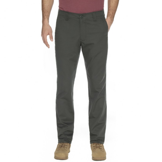 Bushman Hose Beck dark grey 44.
 Die Hose hat zwei vordere Keiltaschen und zwei Gesäßtaschen mit Knopfverschluss.
 
 Spezifikation:
 
 	100% Baumwolle
 	250 g / m&sup2;
 	strukturierter Stoff (Slub im Schuss)
 	Fischgrätenmuster
 	in einem Stück gefärbt (Pigment Kleidungsstück Farbstoff)
 	enzymatisches Waschen
 	YKK Qualitäts-Reißverschluss
 	größere Beinlängen verfügbar