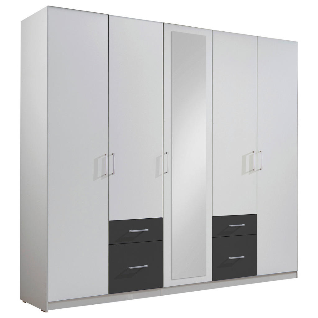 MID.YOU SKRIŇA S OTOČNÝMI DVERAMI, grafitová, biela, 225/210/58 cm.