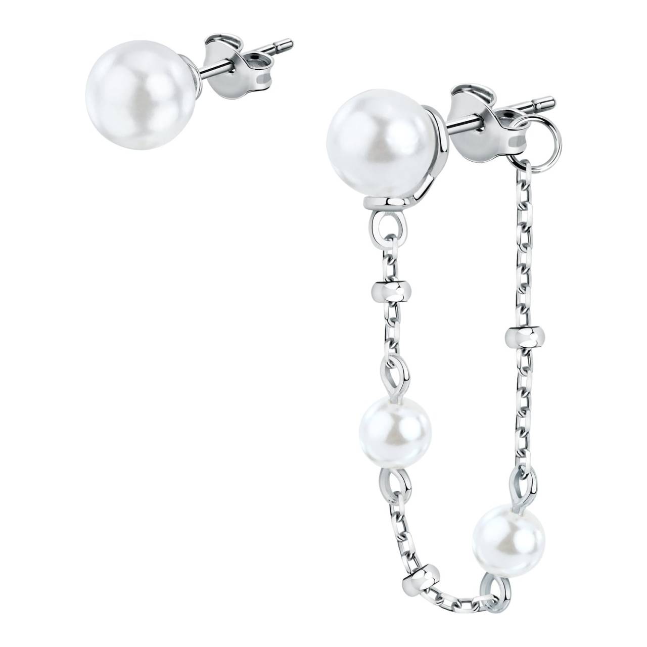 Morellato Elegantné asymetrické strieborné náušnice na puzete Perla SAWM08.