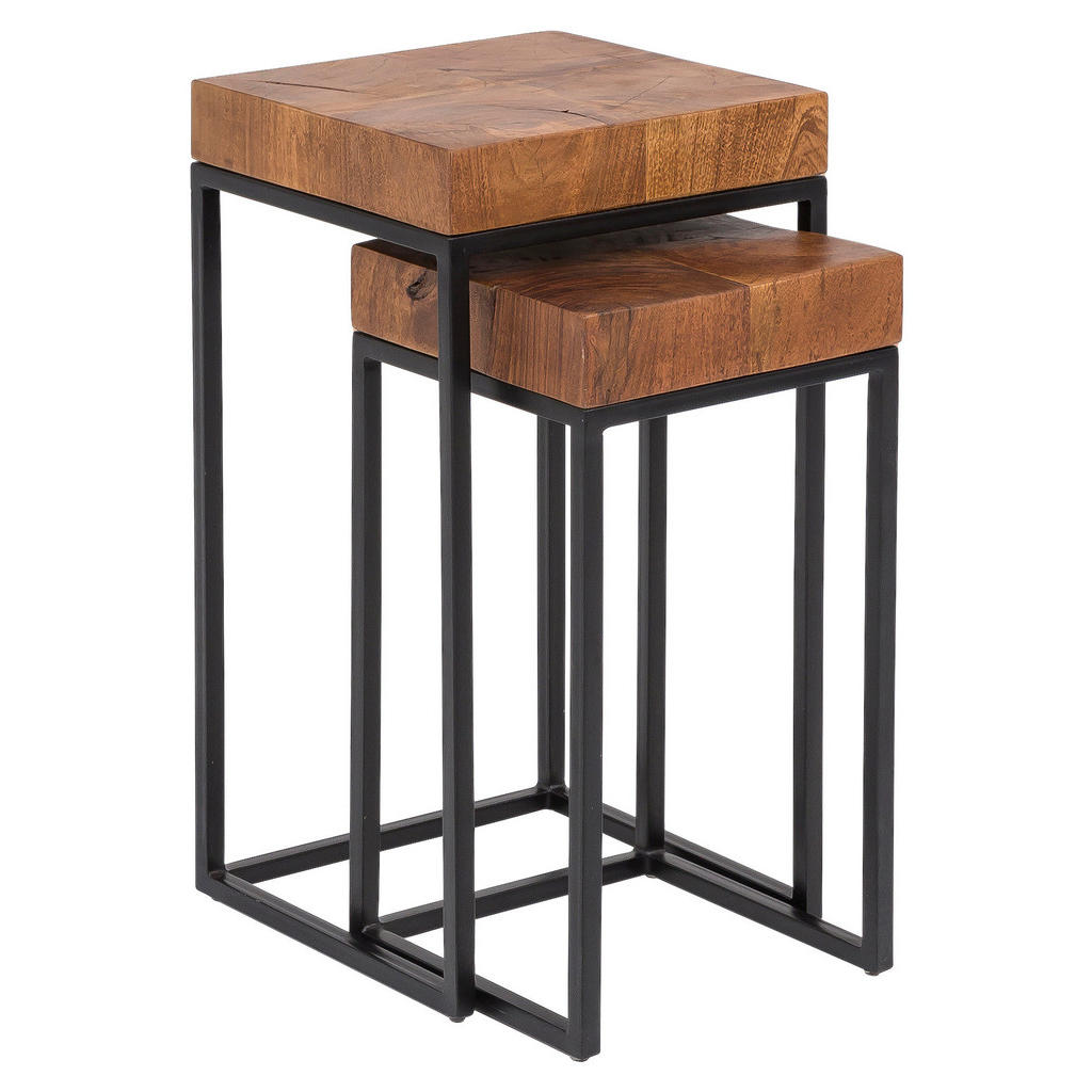 MID.YOU SADA ZASÚVACÍCH STOLÍKOV, indický palisander, farba indického palisandra.