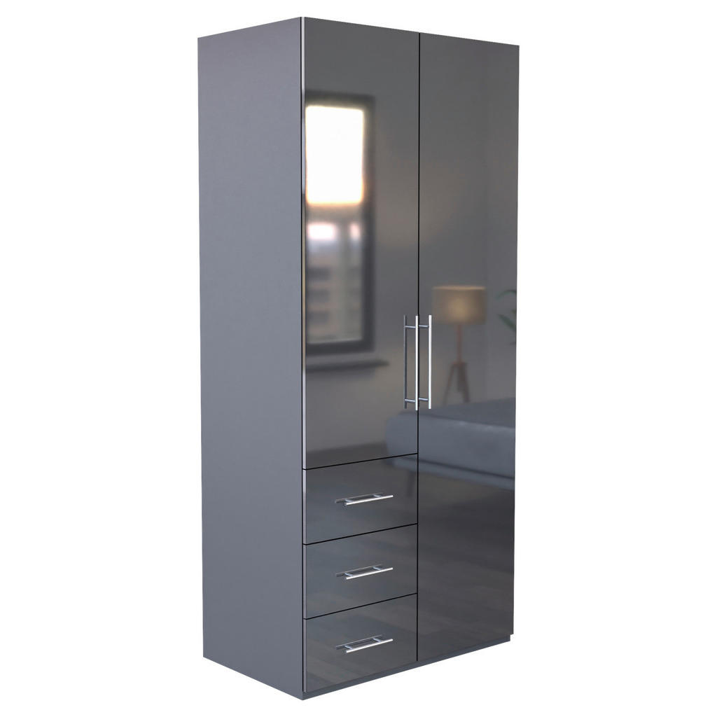 Carryhome ŠATNÍKOVÁ SKRIŇA, antracitová, antracitová s vysokým leskom, 98/219/59 cm.