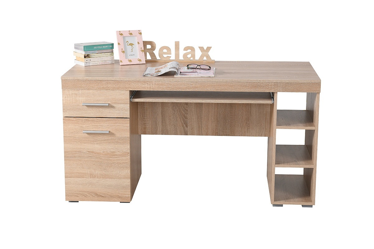 Pc stôl romeo - dub sonoma.

 

Rozmery písacieho stola Romeo sú 145x65,5x75,5 cm (š, h, v).

 

Počítačový stôl Romeo môžete doplniť ďalšími produktmi v rovnakom dekore dub sonoma a vybaviť tak vašu kanceláriu, pracovňu alebo študentskú izbu.