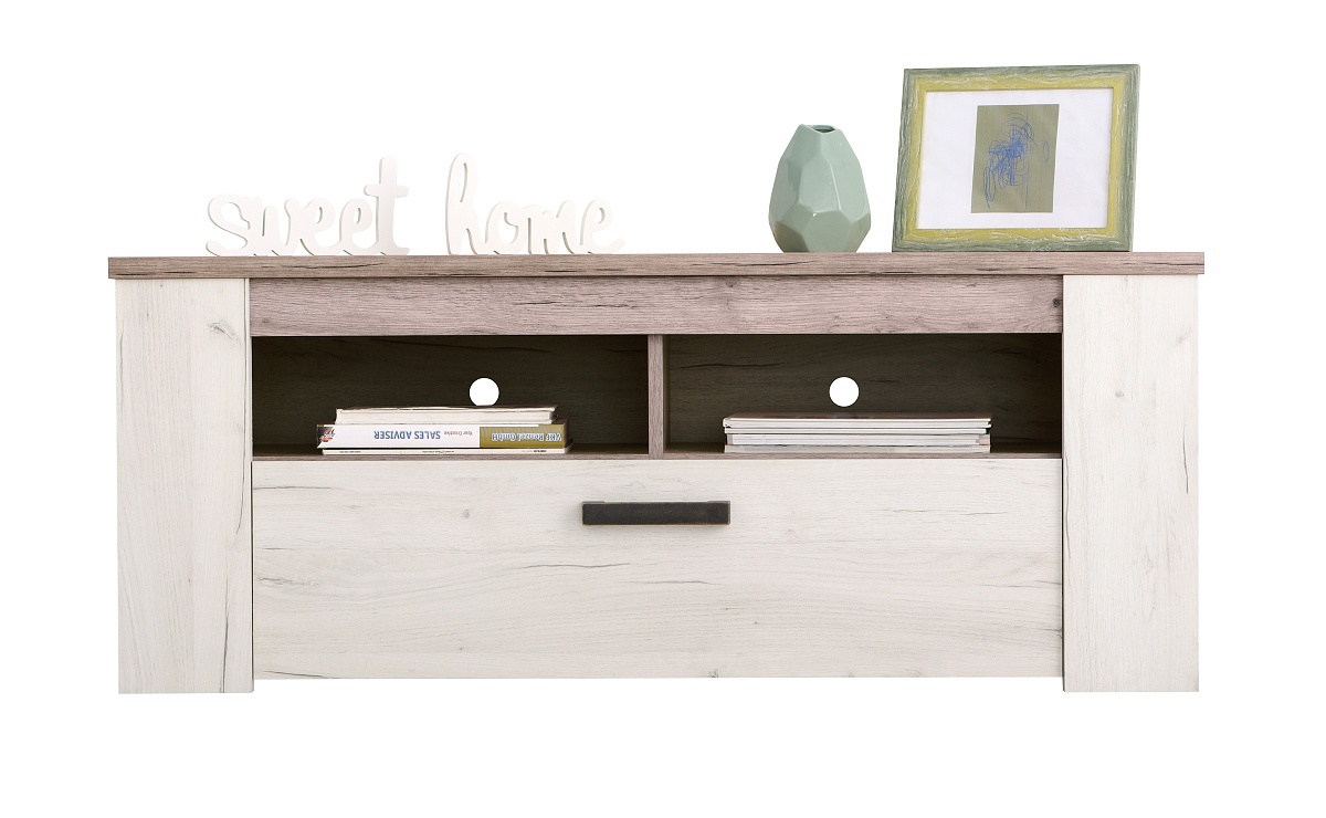 Tv stolík henry - dub biely/dub šedý.

 

Stolík zdobi plastová úchytka, ktorá verne imituje kov.

 

Všetok nábytok patriaci do kolekcie Henry nájdete nižšie v súvisiacich produktoch.

 

Krátka videoukážka vám priblíži TV stolík Henry.