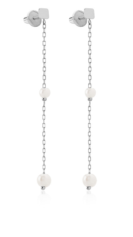 Brilio Dlhé náušnice z bieleho zlata s perlami 14/468.501/17P Esp.