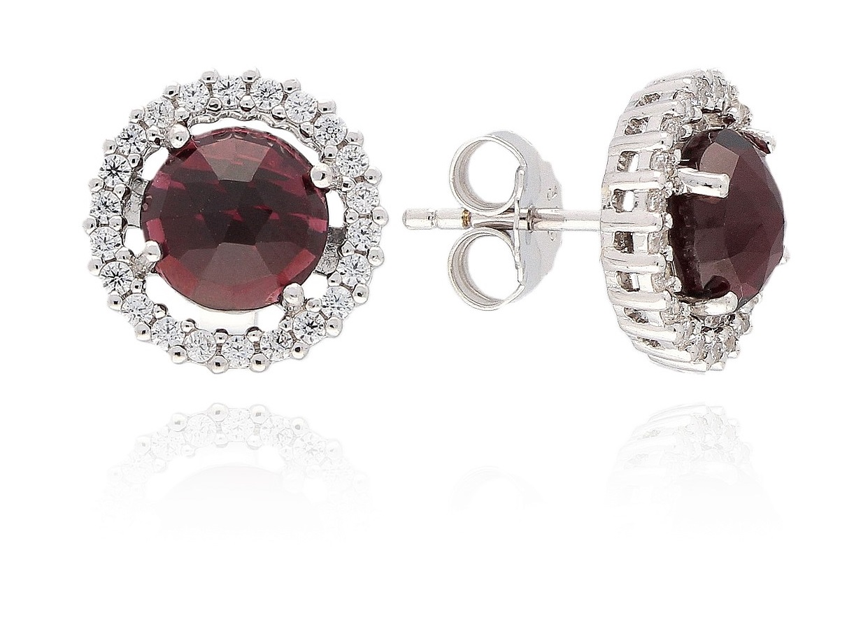 MOISS Nádherné strieborné náušnice s granátmi EG000019.