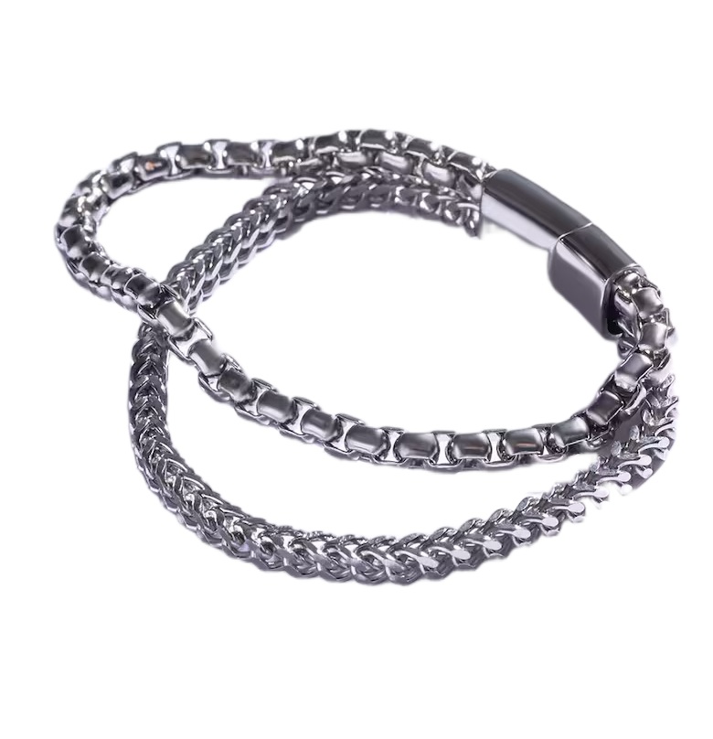 Marc Malone Dvojitý oceľový náramok pre mužov MCGB5052S 21 cm.