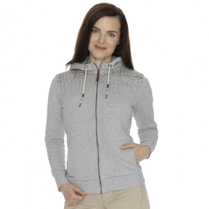 Bushman hoodie Naida light grey L.
 
 &nbsp;Specification:
 
 	100% cotton
 	Melange
 	330 g/m2
 	French Terry weave
 	Contrasting colour details
 	Zip fastening
 	Hood with fully printed lining