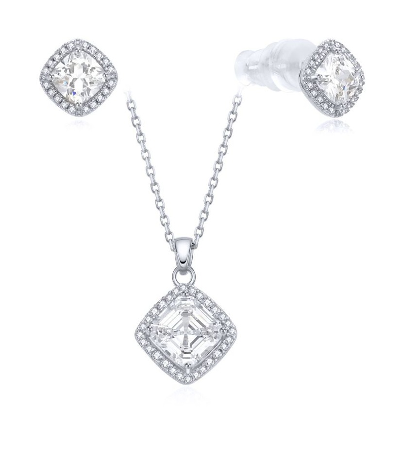 MOISS Strieborná sada blyštivých šperkov S0000689 (náhrdelník, náušnice).