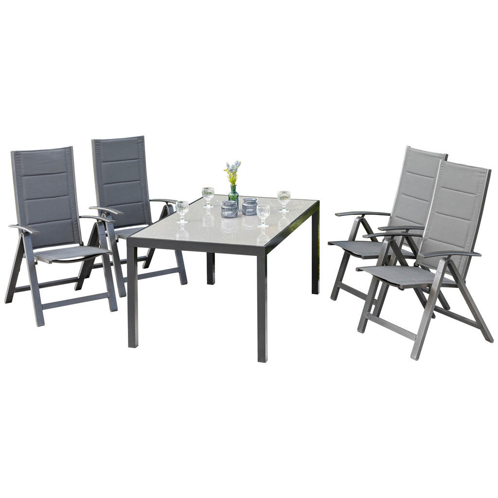 Gardenson SÚPRAVA ZÁHRADNÉHO NÁBYTKU 5-dielne, kov, sklo, textil.