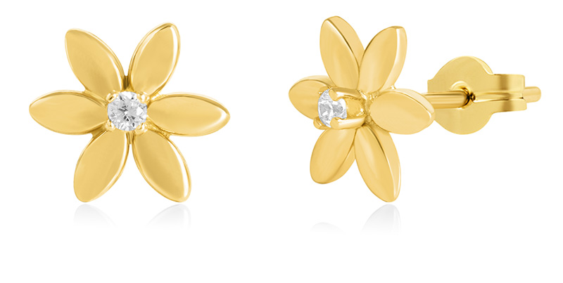 Brilio Nežné náušnice zo žltého zlata so zirkónmi 14/251.851/6ZIR.