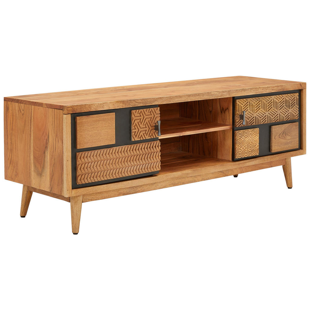 Livetastic NÍZKA KOMODA, akácia, mangové drevo, prírodná farba, čierna, 145/50/45 cm.