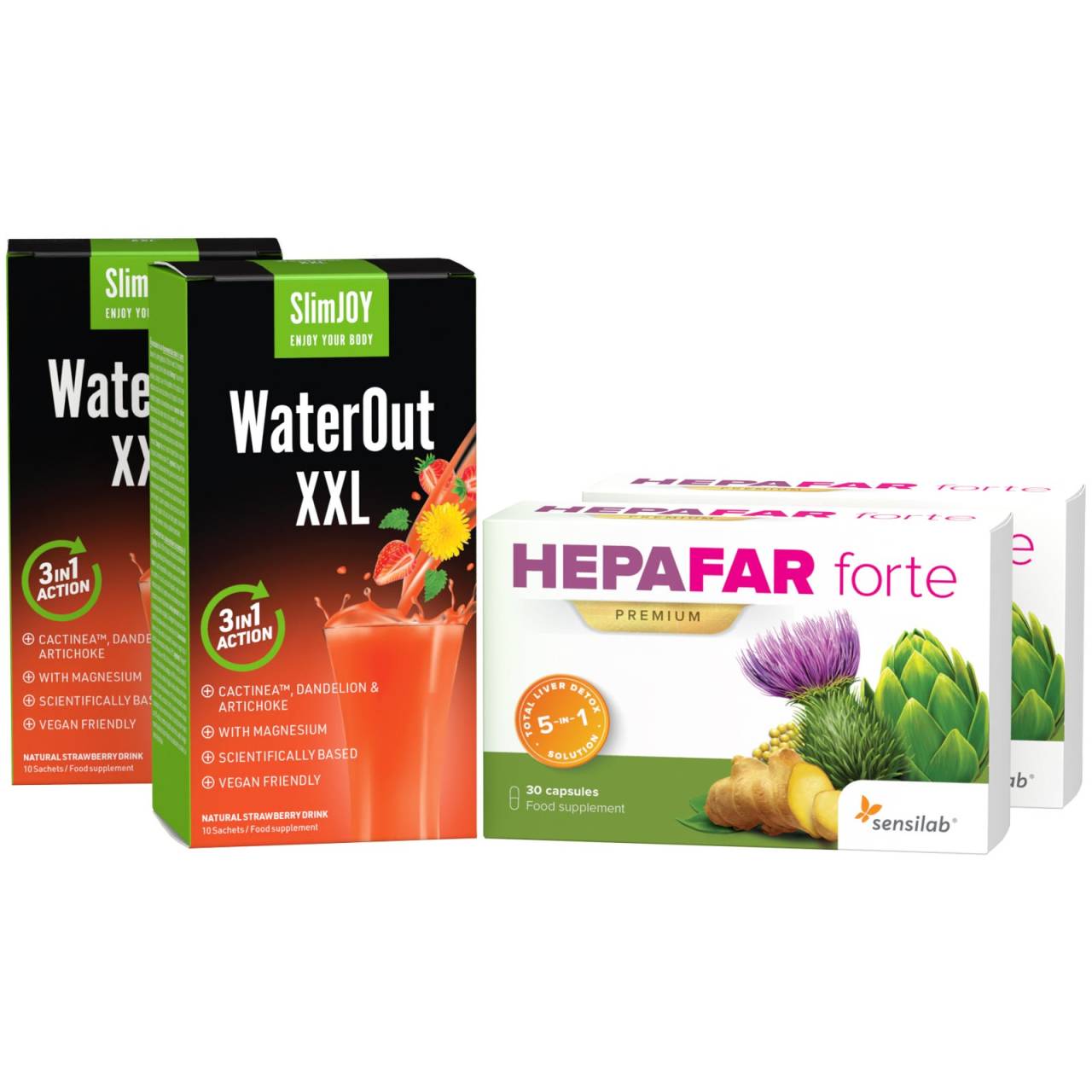 Magformaren - Paketet för en slankare mage och en frisk lever [1 månads program]: 2x Hepafar + 2x WaterOut | Sensilab.