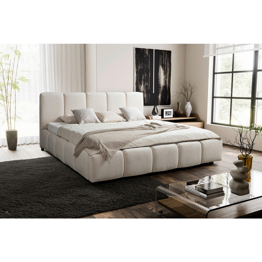 MID.YOU ČALÚNENÁ POSTEĽ, 180/200 cm, béžová.