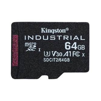 Kingston paměťová karta Industrial C10, 64GB, micro SDXC, SDCIT2/64GBSP, UHS-I U3 (Class 10), pSLC karta, V30, A1.