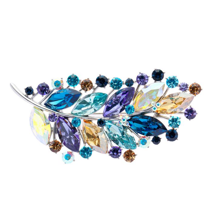 Oliver Weber Trblietavá brošňa lístky Twig 58061.