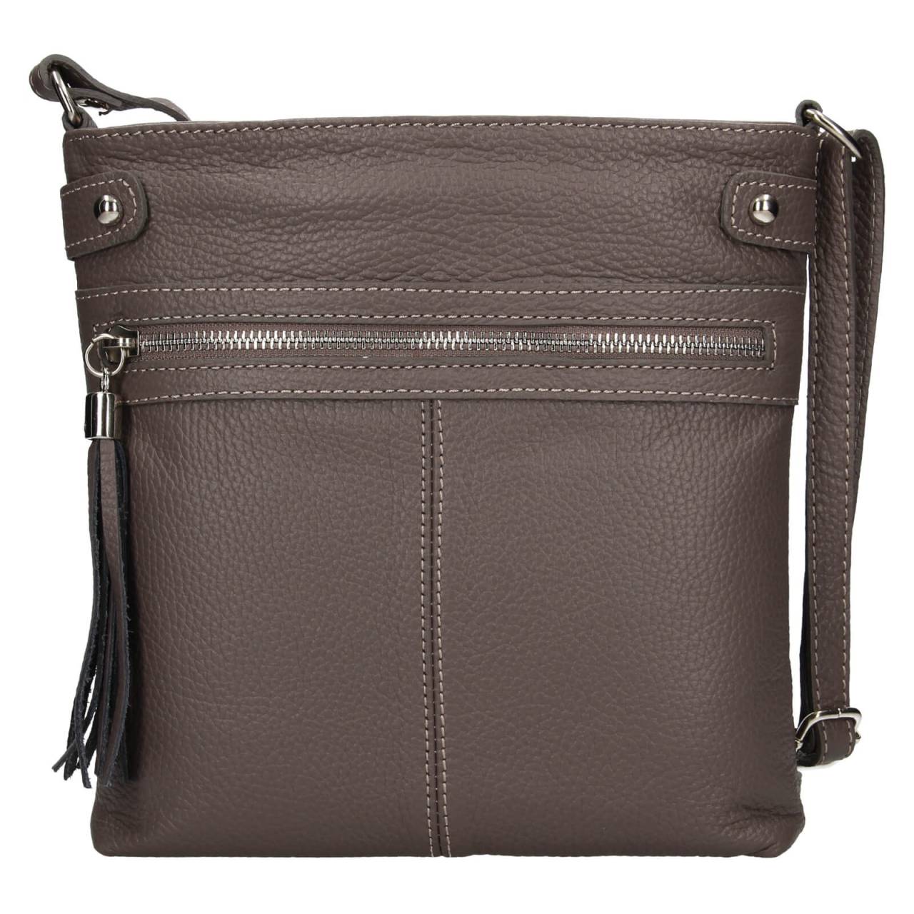 Dámska kožená crossbody kabelka Italia Laura - tmavo šedá.