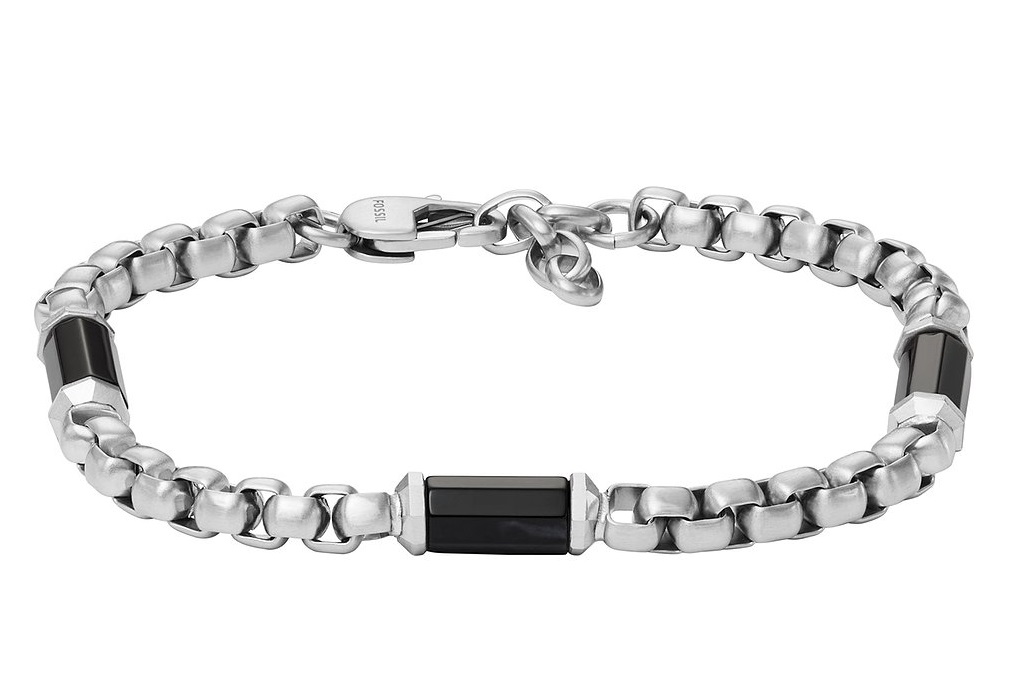 Fossil Pánsky oceľový náramok s achátom All Stacked Up JF04604040.