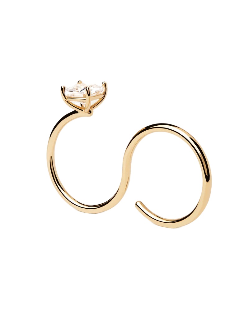 PDPAOLA Módny dvojitý pozlátený prsteň so zirkónom Sofia AN01-A27 56 mm.