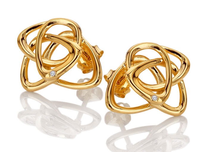 Hot Diamonds Pozlátené náušnice s diamantom Golden Edit Hope DE843.