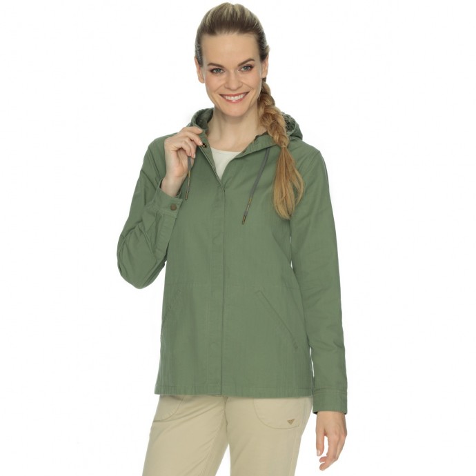 Bushman bunda Uma light green M.
 
 Dostatočne priestrannú kapucňu si môžeš stiahnuť šnúrkami s decentným dizajnovým prešitím, vo vnútri je prešitá rovnako ako vnútorné sedlo bavlnenou látkou s cargo potlačami.
 
 &nbsp;
 Špecifikácia:
 
 
 	100% bavlna
 	220 g/m2
 	keprová väzba(twill)
 	farbená v kuse (garment dye)
 	kapucňa so sťahovaním
 	kovové cvoky