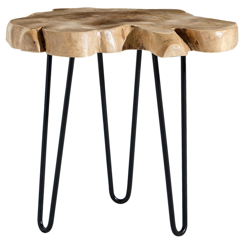 Livetastic PRÍRUČNÝ STOLÍK, tíkové drevo, prírodná farba, čierna.