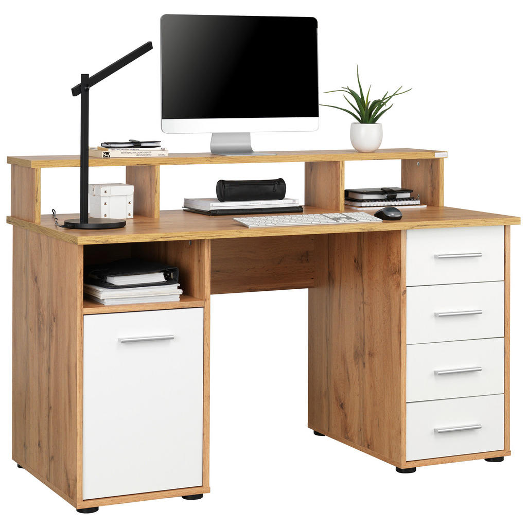 Cantus PÍSACÍ STÔL, biela, dub wotan, 138/67/92 cm.