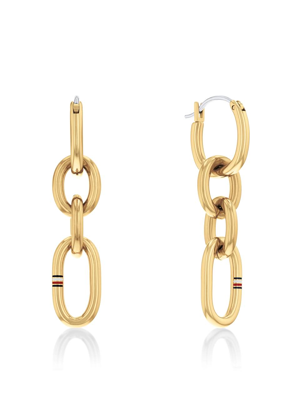 Tommy Hilfiger Moderné pozlátené náušnice Contrast Link Chain 2780786.