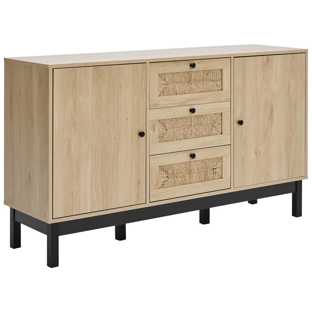 MID.YOU ŠIROKÁ KOMODA, borovica, prírodná farba, čierna, 140/80/39 cm.