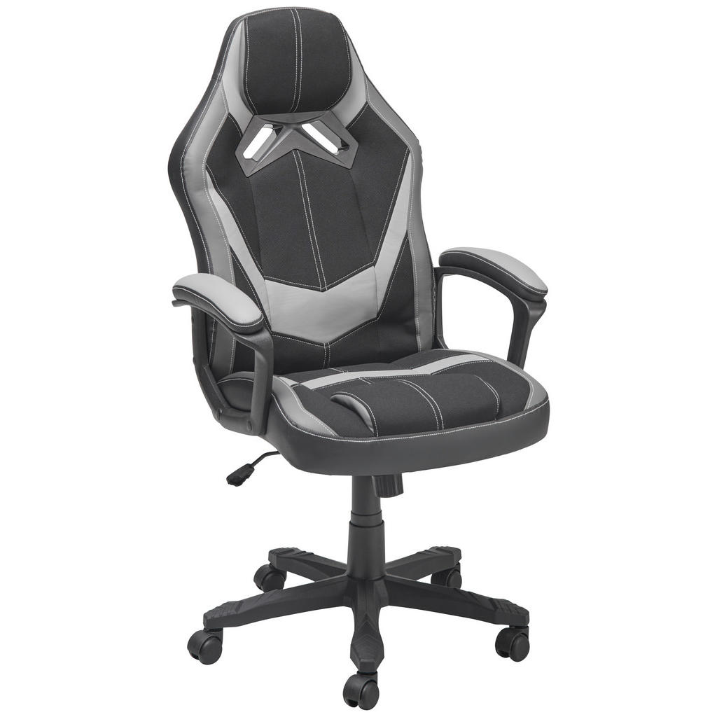 Livetastic HERNÁ STOLIČKA, kožený vzhľad, mikrovlákno, sivá, čierna.