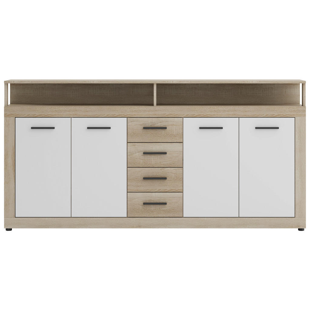 MID.YOU ŠIROKÁ KOMODA, biela, dub sonoma, 190/96/32 cm.