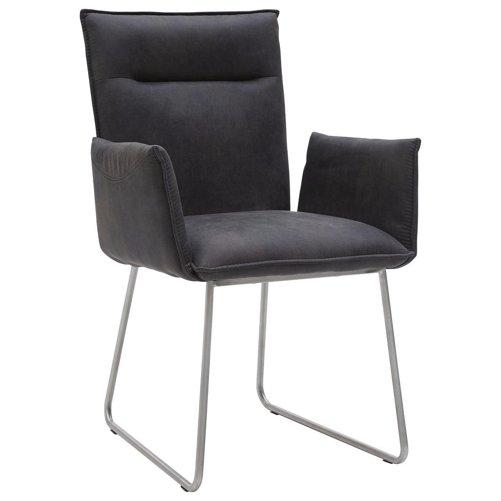 Valnatura STOLIČKA S PODRÚČKAMI, mikrovlákno, antracitová, farba ušľachtilej ocele.