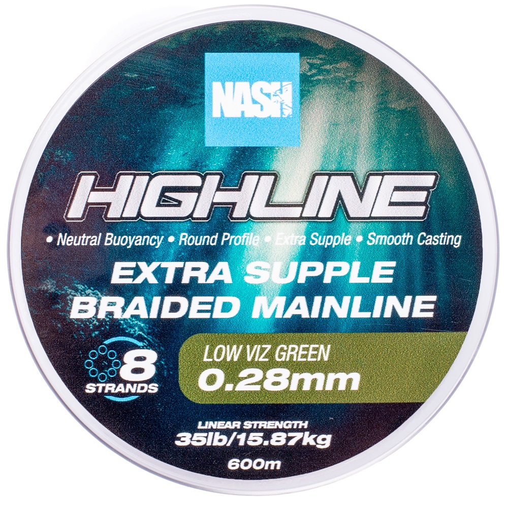 Nash splietaná šnúra highline extra supple braid green 600 m - 0,28 mm 15,87 kg.