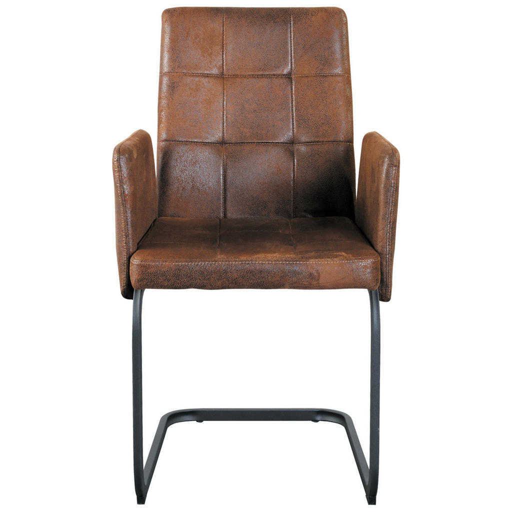 MID.YOU STOLIČKA S PODRÚČKAMI, železo, tkaná textília, hnedá.