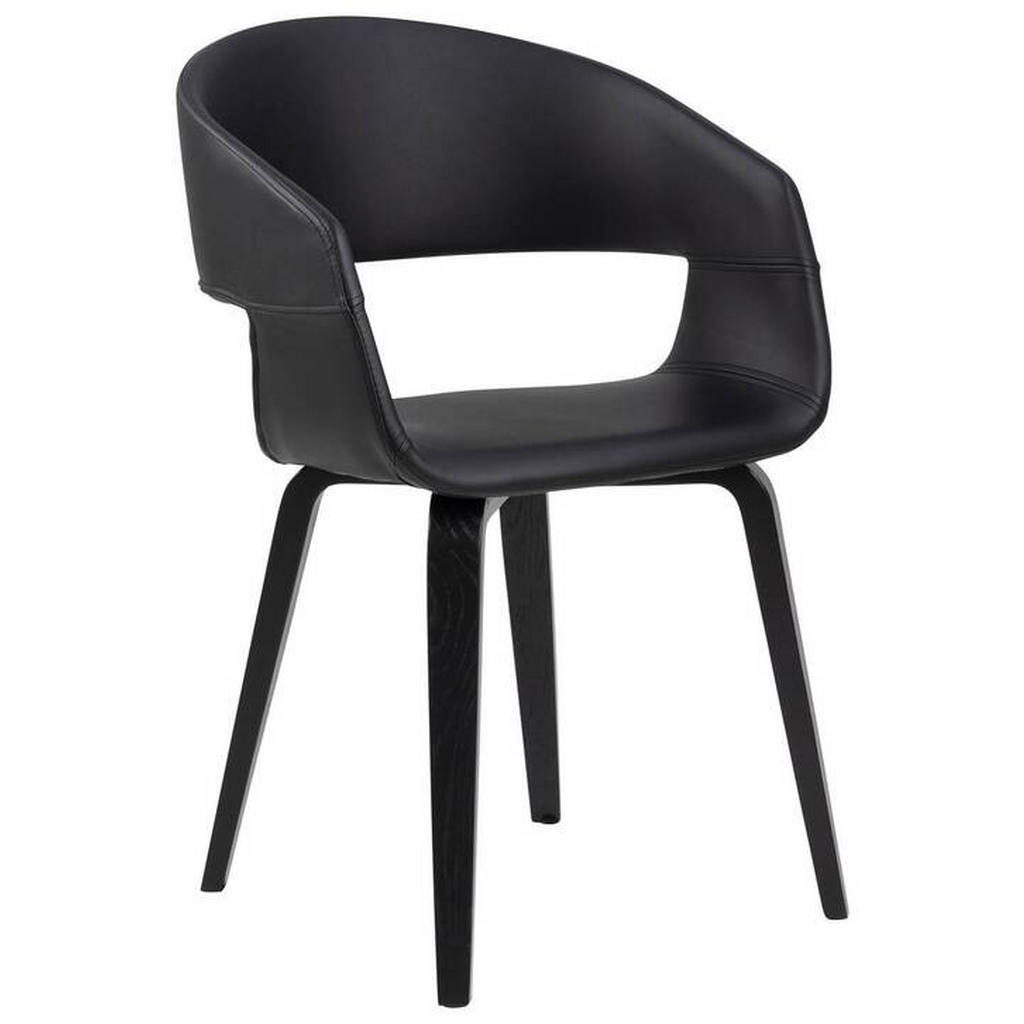 MID.YOU STOLIČKA S PODRÚČKAMI, kožený vzhľad, čierna.