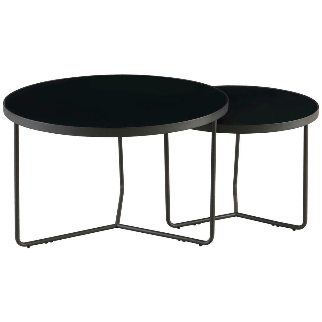 MID.YOU SADA KONFERENČNÝCH STOLÍKOV, čierna, kov, sklo, 60-80/60-80/44.5-49.5 cm.