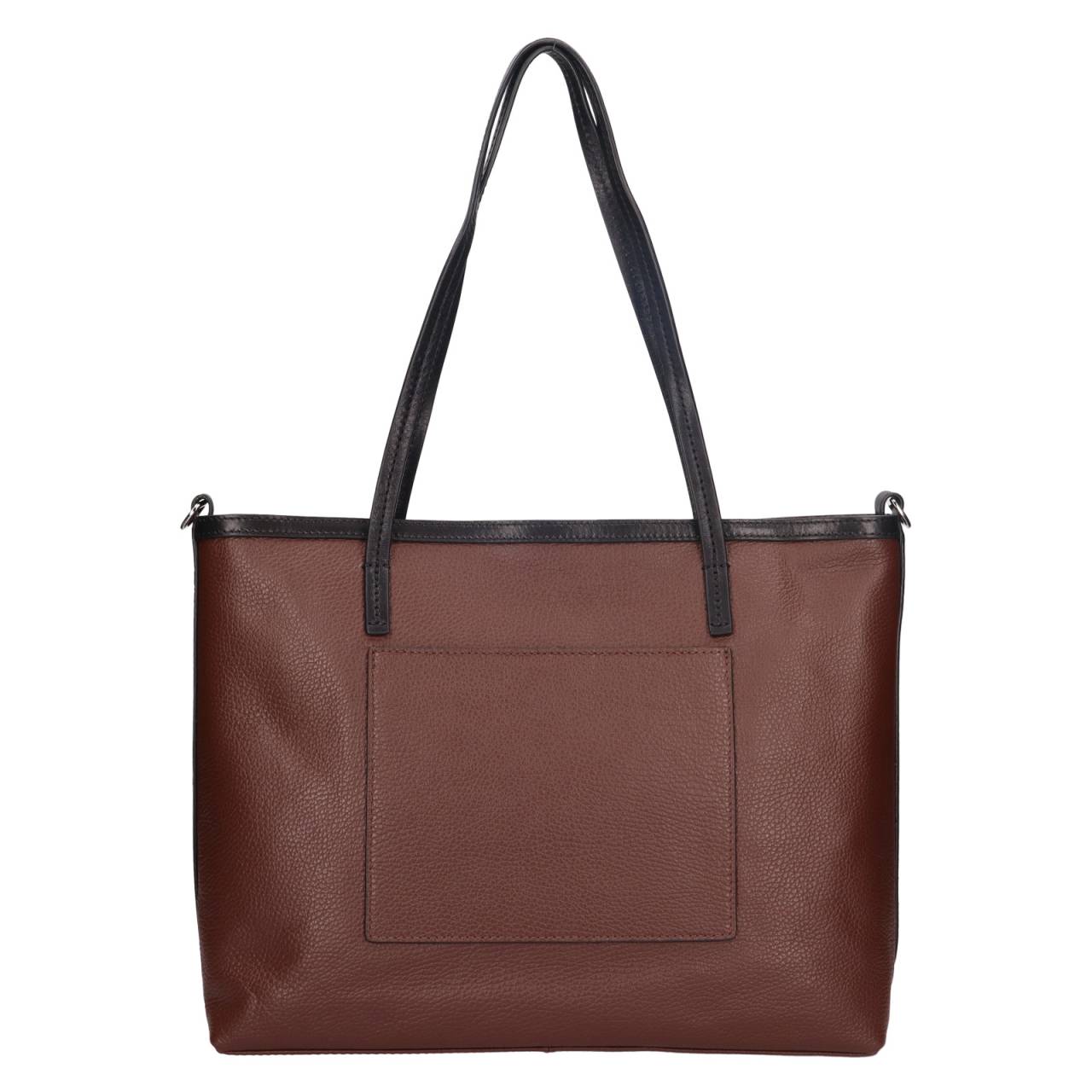 Dámska kožená kabelka Gianní Conti Lotta - hnedo-čierna.