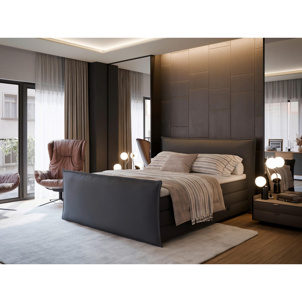 MID.YOU BOXSPRINGOVÁ POSTEĽ, 160/200 cm, sivá.