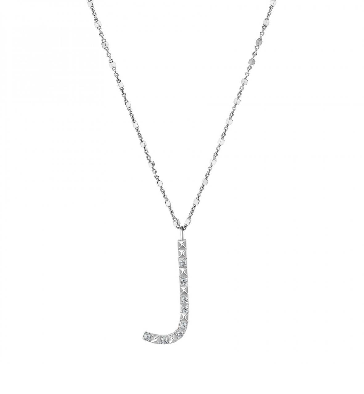 Rosato Strieborný náhrdelník s príveskom J Cubica RZCU10 (retiazka, prívesok).